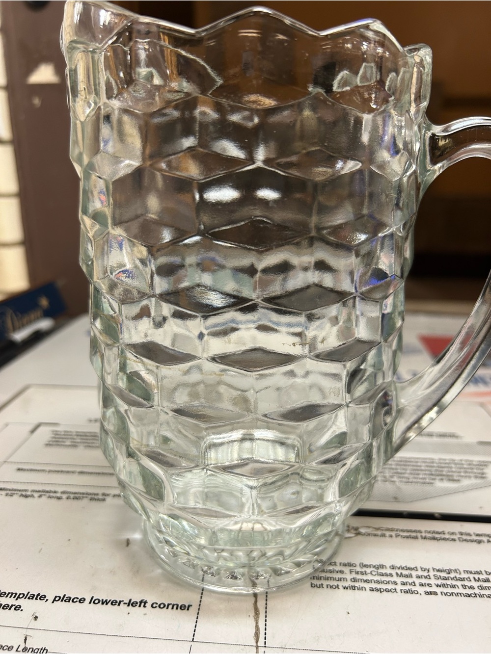 Clear Textured Crystal/Glass Pitcher - Transparent Beverage Pitcher
